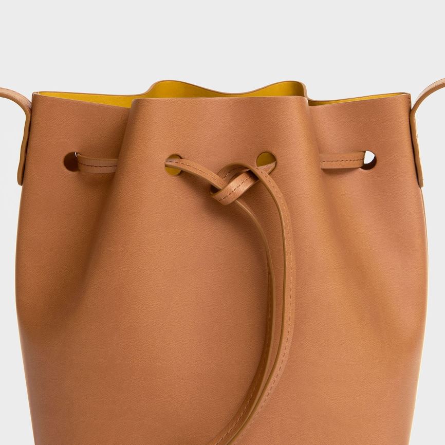 Women's Mansur Gavriel Apple Leather Mini Bucket Bags Brown | AU 67M8ST